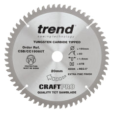 TREND 190MM X 20MM X 60T CORDLESS MITRE SAW BLADE CSB/CC19060T