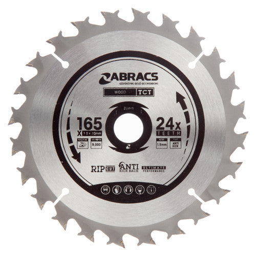 Abracs Cordless TCT Blade 165mm x 1.0mm x 20mm - 24T Wood