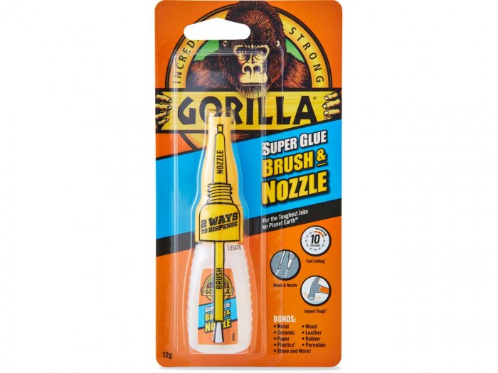 GORILLA SUPER GLUE WITH BRUSH NOZZLE 12G