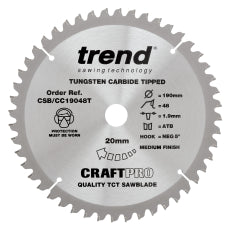 TREND 190MM X 20MM X 48T CORDLESS MITRE SAW BLADE CSB/CC19048T