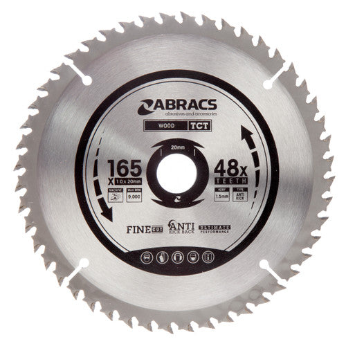 Abracs Cordless TCT Blade 165mm x 1.0mm x 20mm - 48T Wood