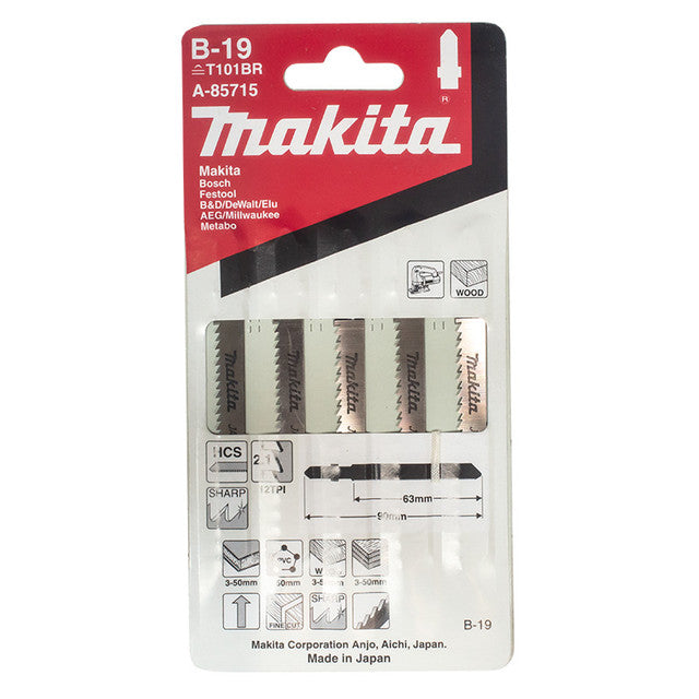 MAKITA A-85715 5PC DOWN CUTTING WOOD CUT JIGSAW BLADES