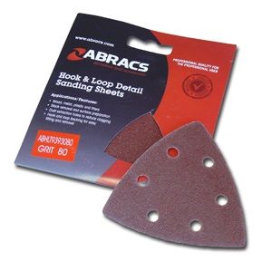 ABRACS VELCRO DETAIL SANDING SHEETS 93MM X 93MM 5PC PACK (SUITABLE FOR MULTI TOOL)
