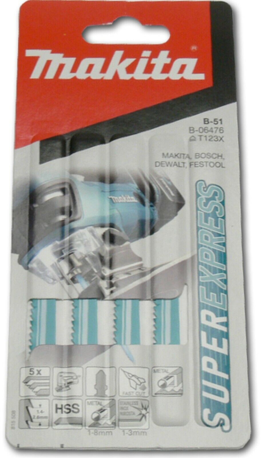 MAKITA B-06476 5PC SUPER EXPRESS METAL CUT JIGSAW BLADES