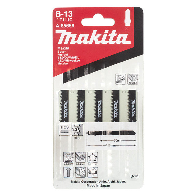 MAKITA A-85656 5PC WOOD CUT JIGSAW BLADES