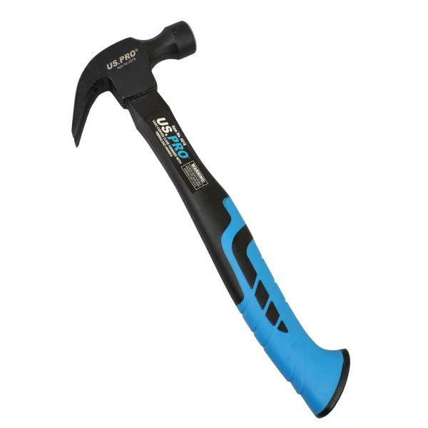 US PRO 16OZ FIBREGLASS CLAW HAMMER SMOOTH FACE