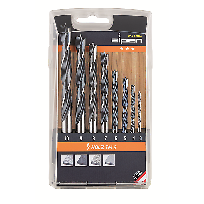 ALPEN 8 PIECE BRAD POINT WOOD DRILL SET