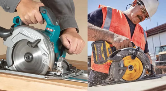 A comparison guide highlighting the differences in Makita and Dewalt Circular Saws