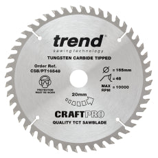 TREND PLUNGE SAW BLADE 165MM X 20MM X 48T CSB/PT16548