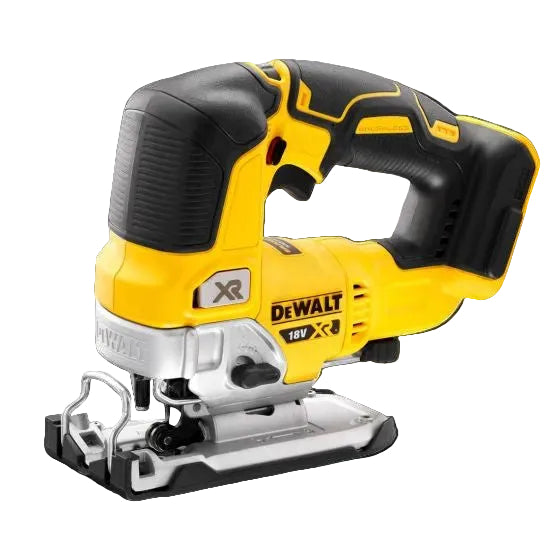 A DEWALT 18V DCS334N Brushless Jigsaw body in yellow, black, and gray colours.