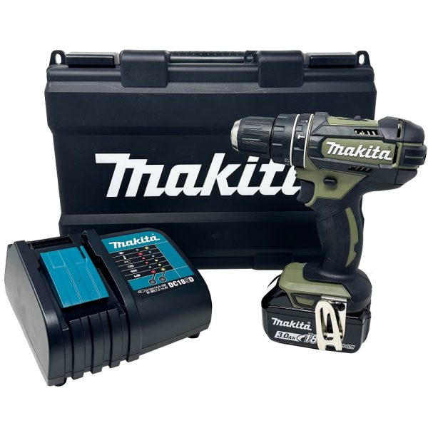 MAKITA DHP482SFO OLIVE COMBI DRILL KIT (1X 3.0AH BATTERY + CHARGER AND CASE)