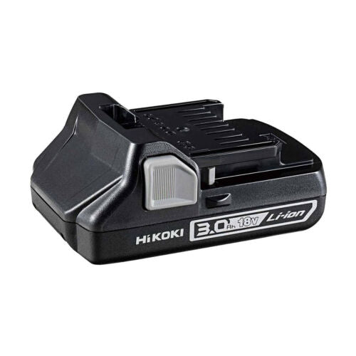 A black HIKOKI 18V 3.0AH lithium-ion battery for tools.