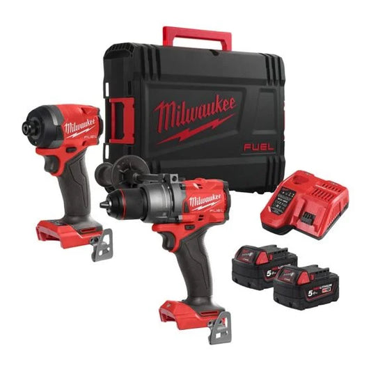 MILWAUKEE M18FPP2A3-502X COMBI AND IMPACT TWIN KIT (2 BATTERIES CHARGER AND CASE)