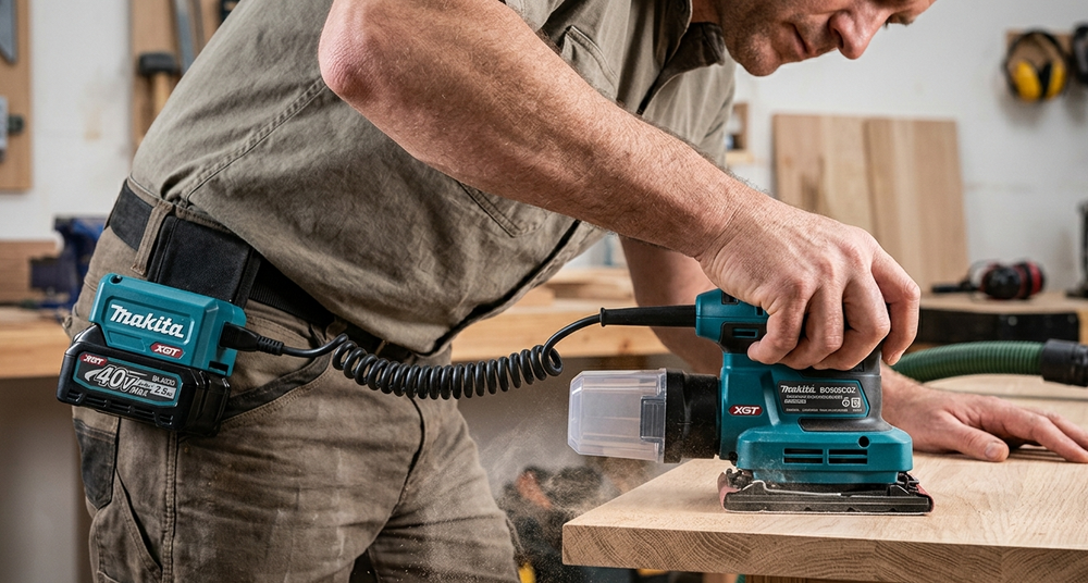 A man using the makita sander