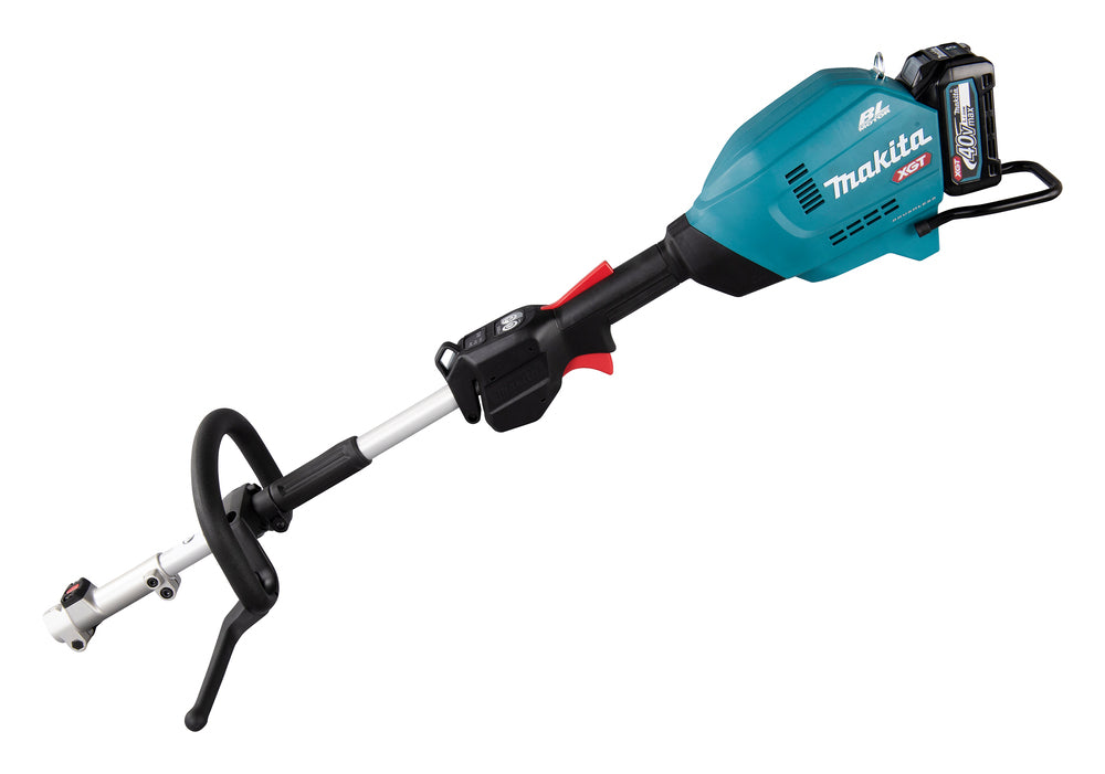 Cordless Makita power tool with a blue body, black handle, and green accents.
