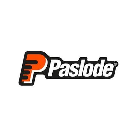 Paslode brand logo centered on a plain white background, with an orange stylized 'P' and the word 'Paslode' in white and black.
